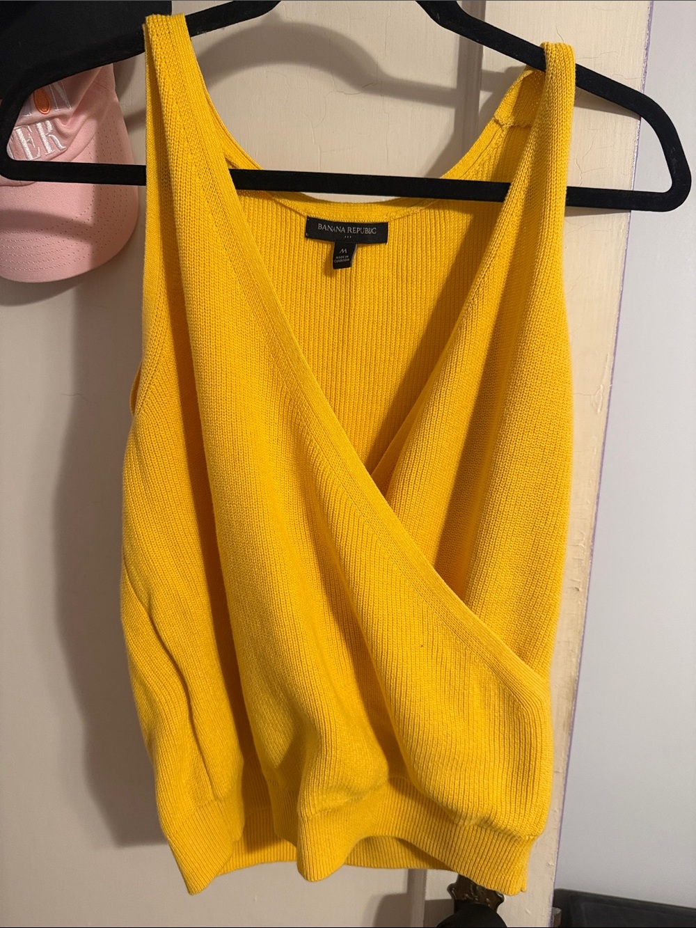 Banana Republic Yellow Crossover V-Neck Knit Tank